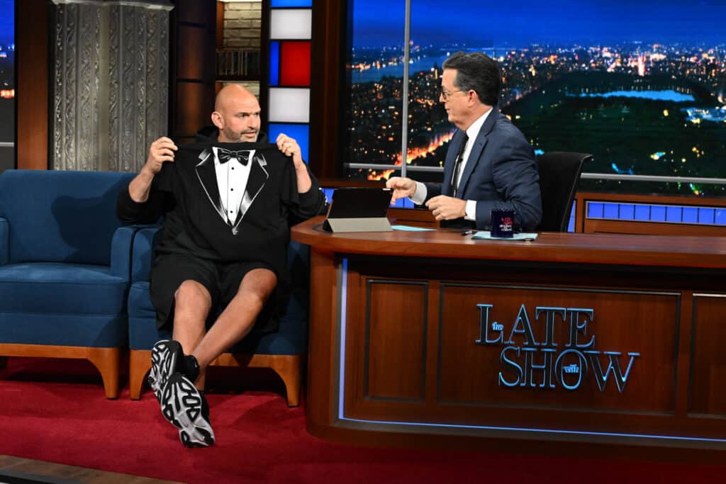 Senator John Fetterman appears on the Late Show.