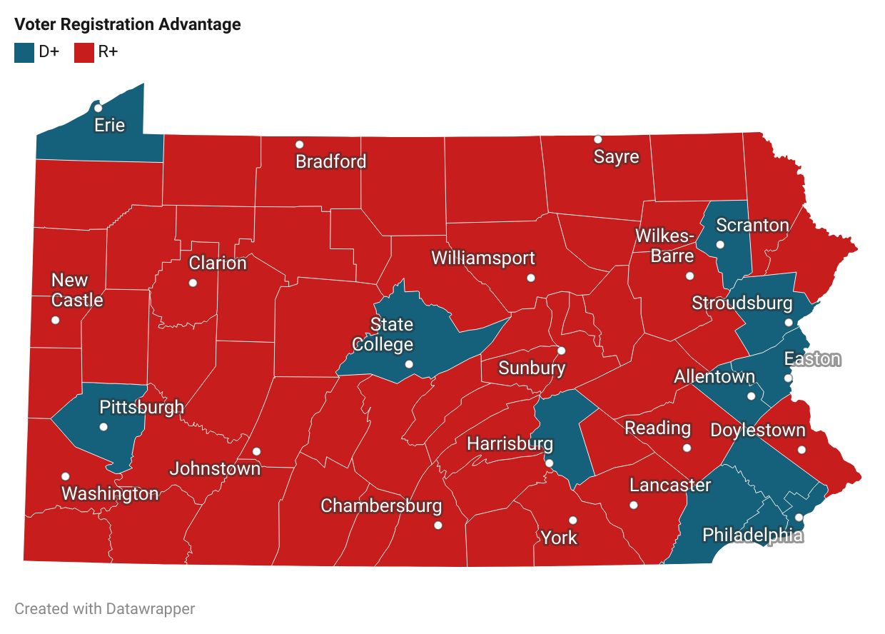 Voter Registration by PA County, Oct. 2024